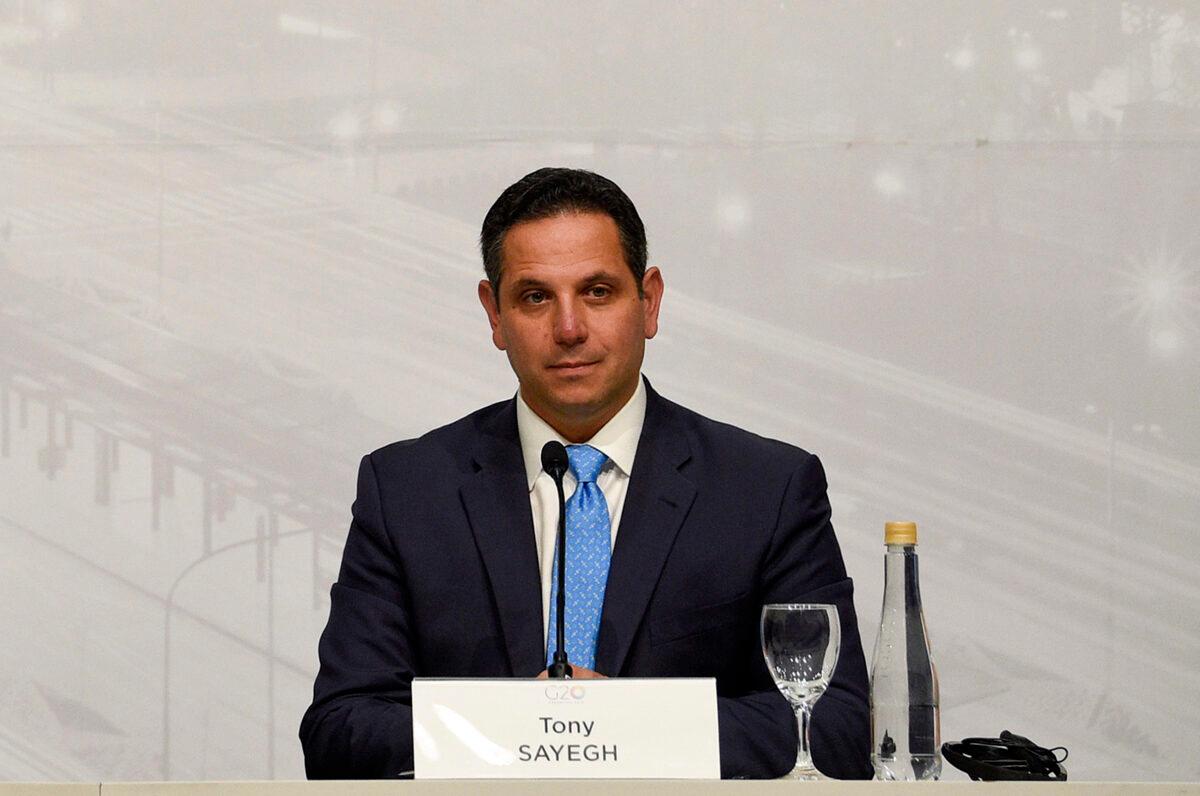 Then-U.S. Assistant Treasury Secretary Tony Sayegh speaks during the G20 meeting of Finance Ministers and Central Bank governors in Buenos Aires, Argentina on July 22, 2018. (Gustavo Garello/AP Photo)