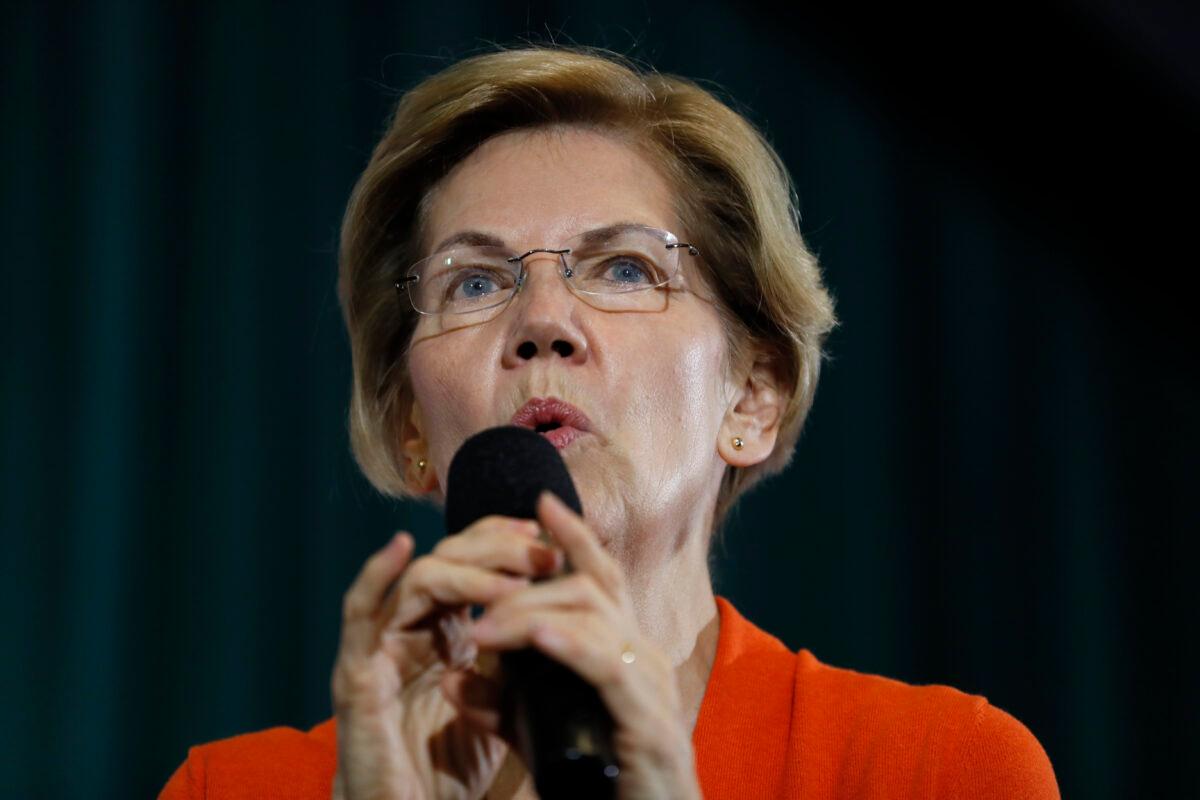 Democratic presidential candidate Sen. Elizabeth Warren, D-Mass., speaks during a town hall meeting at Grinnell College in Grinnell, Iowa on Nov. 4, 2019. (Charlie Neibergall/AP Photo)