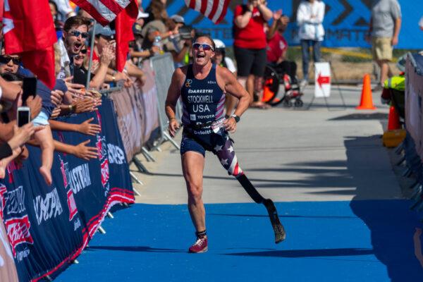 Melissa Stockwell competing at the 2019 USAT Paratriathlon National Championships in Long Beach, Calif.. (Rich Cruse)