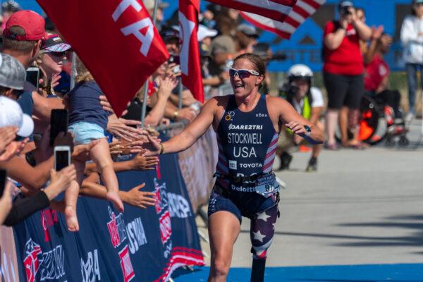 Melissa Stockwell competes at the 2019 USAT Paratriathlon National Championships in Long Beach, Calif.. (Rich Cruse)