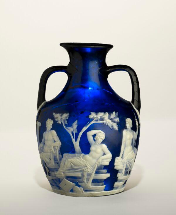 The Barberini Vase, circa A.D. 1-25, is made of dark cobalt blue and opaque white cameo glass. (Trustees of The British Museum)