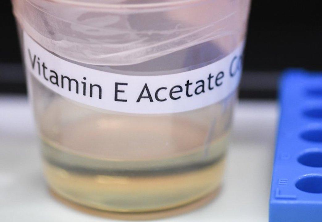 A vitamin E acetate sample during a tour of the Medical Marijuana Laboratory of Organic and Analytical Chemistry at the Wadsworth Center in Albany, N.Y., on Nov. 8, 2019. (Hans Pennink/AP)