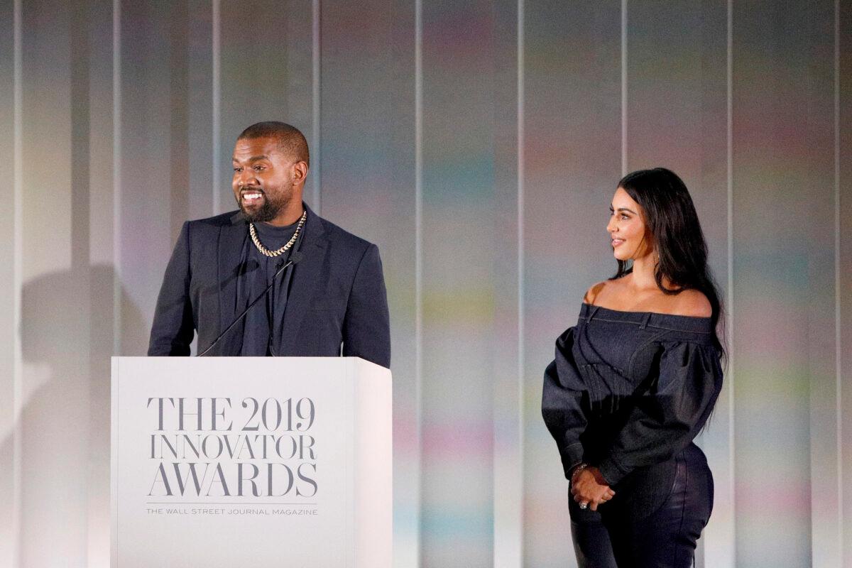Kanye West and Kim Kardashian West speak onstage during the WSJ. Magazine 2019 Innovator Awards at MOMA in New York City on Nov. 6, 2019. (Lars Niki/Getty Images for WSJ. Magazine Innovators Awards)