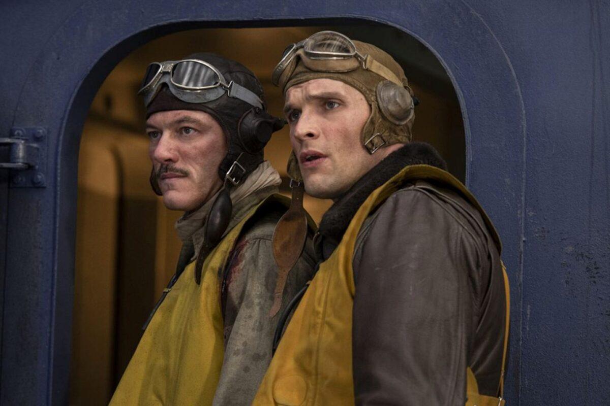 Luke Evans (L) and Ed Skrein as U.S. flyboys in “Midway.” (Lionsgate)