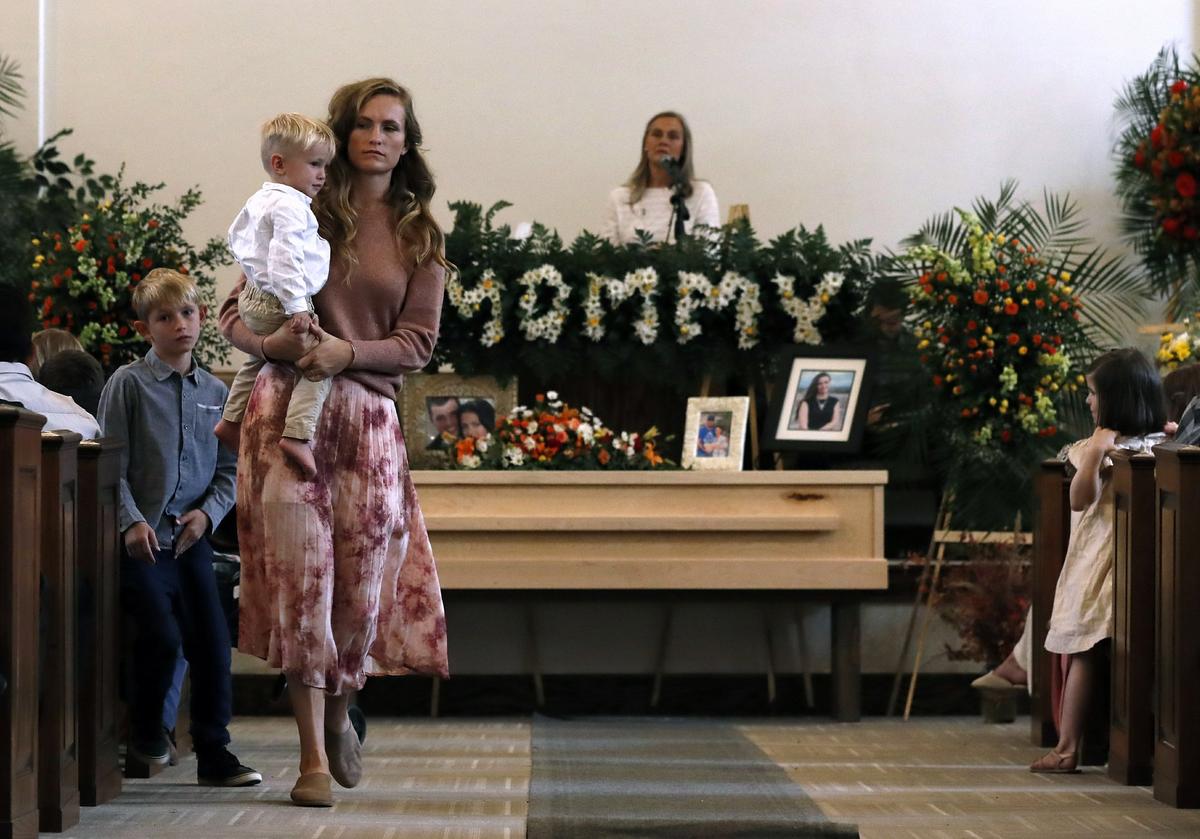 Family and friends attend a funeral service to remember Christina Langford Johnson, the last victim of a cartel ambush that killed nine American women and children, in Colonia Le Baron, Mexico, on Nov. 9, 2019. (Marco Ugarte/AP Photo)