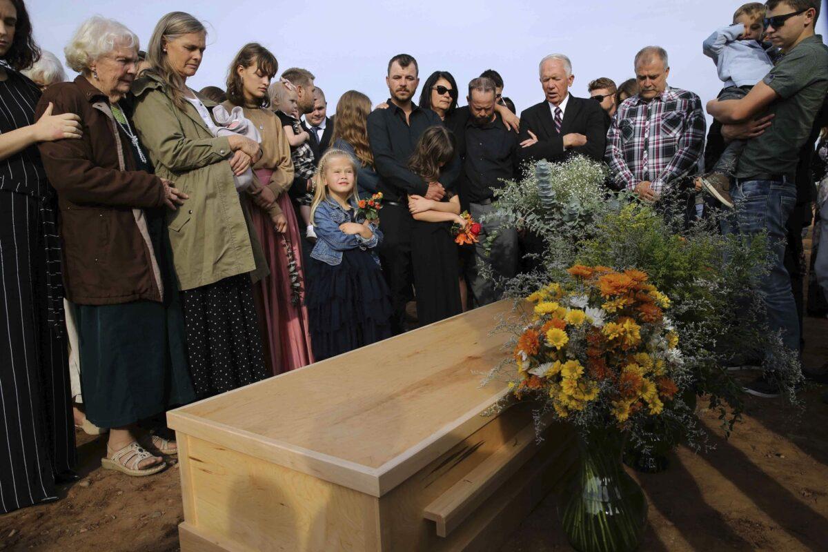 Family and friends attend the burial service of Christina Langford Johnson, in Colonia LeBaron, Mexico, on Nov. 9, 2019. (Marco Ugerte/AP Photo)
