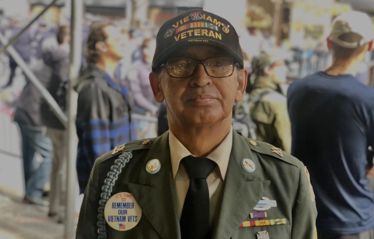 Vietnam War veteran Francisco Navarro attends the Veterans Day Parade in New York City on Nov. 11. (Bowen Xiao/The Epoch Times)