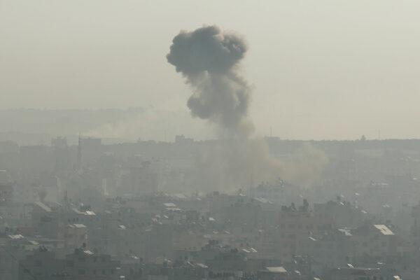 Smoke rises following an explosion in Gaza on Nov. 12, 2019. (Suhaib Salem/Reuters)