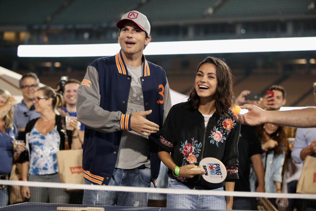 Kutcher and Kunis play ping pong at Clayton Kershaw's 6th Annual Ping Pong 4 Purpose event in Los Angeles on Aug. 23, 2018 (©Getty Images | <a href="https://www.gettyimages.com.au/detail/news-photo/ashton-kutcher-and-mila-kunis-play-ping-pong-at-clayton-news-photo/1022339902">Christopher Polk</a>)