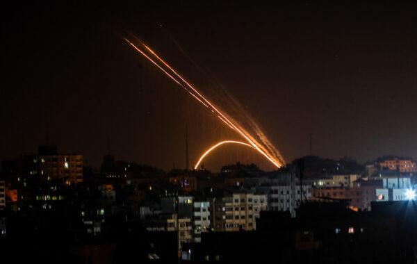 Rockets are fired from the Gaza Strip toward Israel on Nov. 13, 2019. (Anas Baba/AFP via Getty Images)