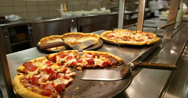  Pizzas available for lunch are seen in the kitchen at Jones College Prep High School, on April 20, 2004, in Chicago, Ill. (Tim Boyle/Getty Images)