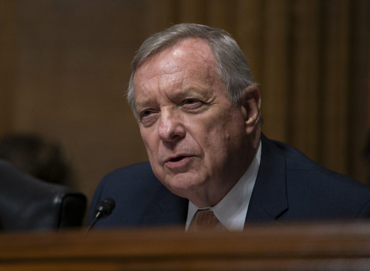 Sen. Dick Durbin, D-Ill., questions White House lawyer Steven Menashi, President Donald Trump's nominee for U.S. Court of Appeals for the 2nd Circuit, during his confirmation hearing before the Senate Judiciary Committee, on Capitol Hill in Washington on Sept. 11, 2019. (J. Scott Applewhite/AP Photo)