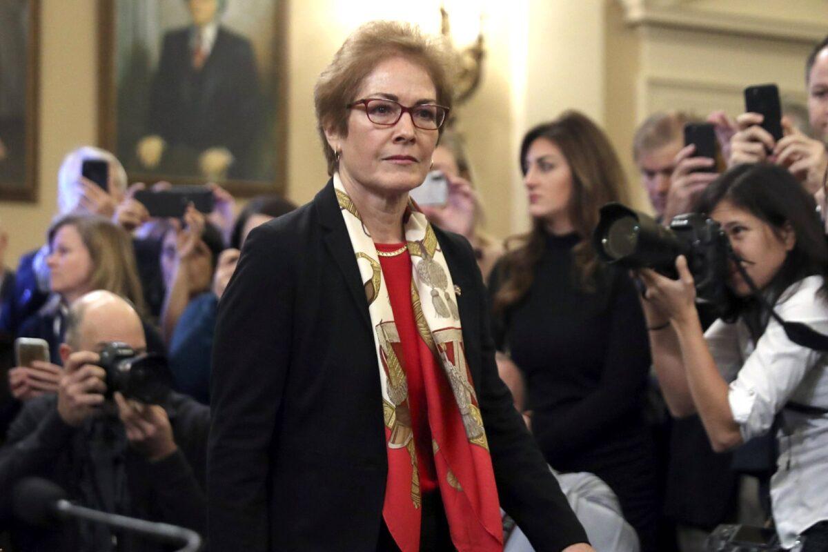 Former U.S. Ambassador to Ukraine Marie Yovanovitch arrives to testify to the House Intelligence Committee on Capitol Hill in Washington, on Nov. 15, 2019. (Andrew Harnik/AP Photo)
