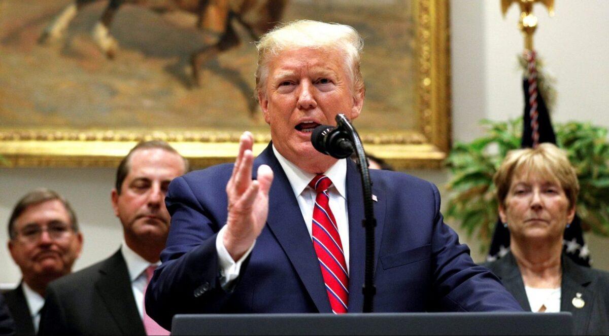 President Donald Trump delivers remarks on honesty and transparency in healthcare prices inside the Roosevelt Room at the White House in Washington, on Nov. 15, 2019. (Tom Brenner/Reuters)