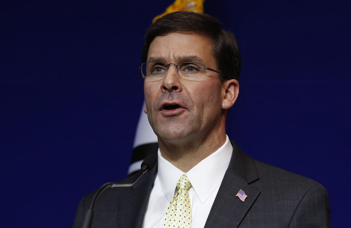 Defense Secretary Mark Esper attends the press conference after the 51st Security Consultative Meeting in Seoul on Nov. 15, 2019. (Jeon Heon-Kyun-Pool/Getty Images)