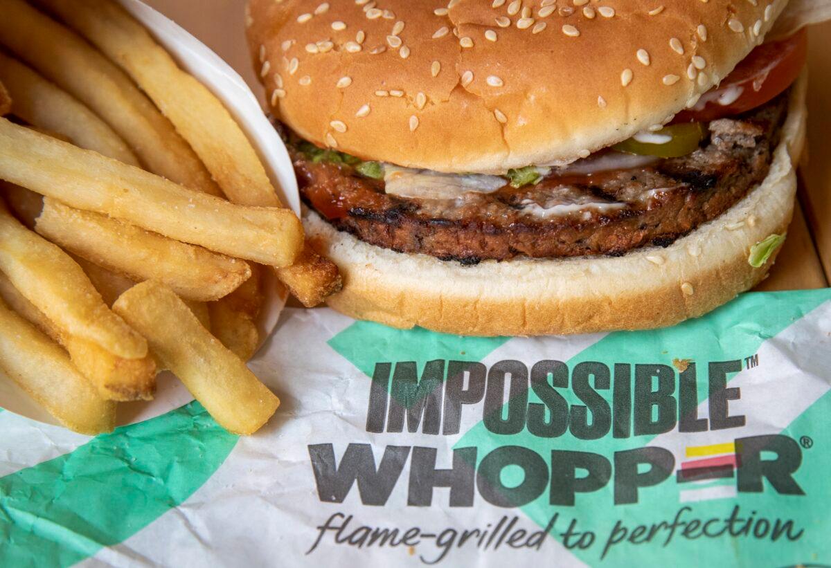 In this photo illustration, an Impossible Whopper sits on a table. (Drew Angerer/Getty Images)