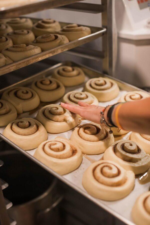 Cinnamon rolls, destined for the bakery. (Courtesy of DV8 Kitchen)