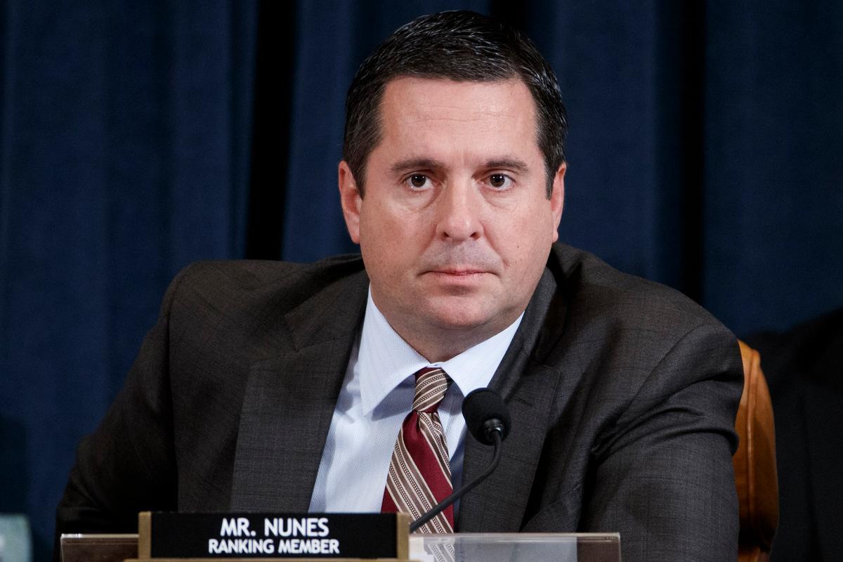 House Intelligence Ranking Member Devin Nunes (R-Calif.) questions National Security Council Director for European Affairs Lt. Col. Alexander Vindman during testimony before the House Intelligence Committee in the Longworth House Office Building on Capitol Hill in Washington on Nov. 19, 2019. (Shawn Thew-Pool/Getty Images)