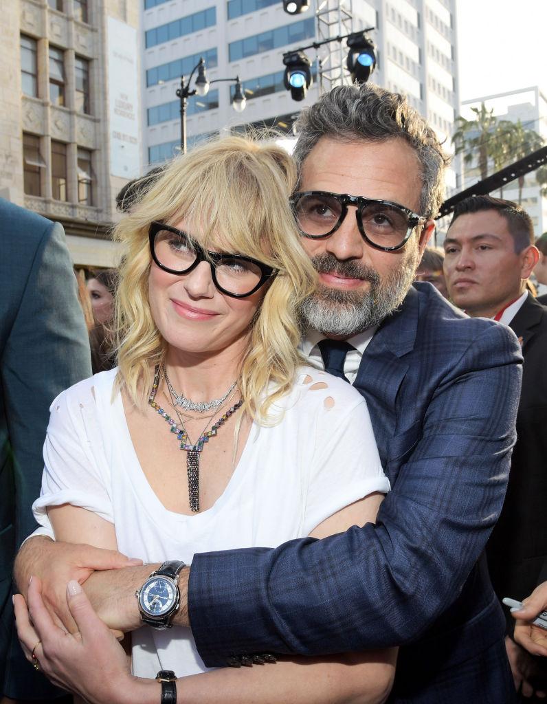 The couple at the Los Angeles Global Premiere for Marvel Studios' "Avengers: Infinity War" in Hollywood on April 23, 2018 (©Getty Images | <a href="https://www.gettyimages.com/detail/news-photo/sunrise-coigney-and-actor-mark-ruffalo-attend-the-los-news-photo/950534880">Charley Gallay</a>)