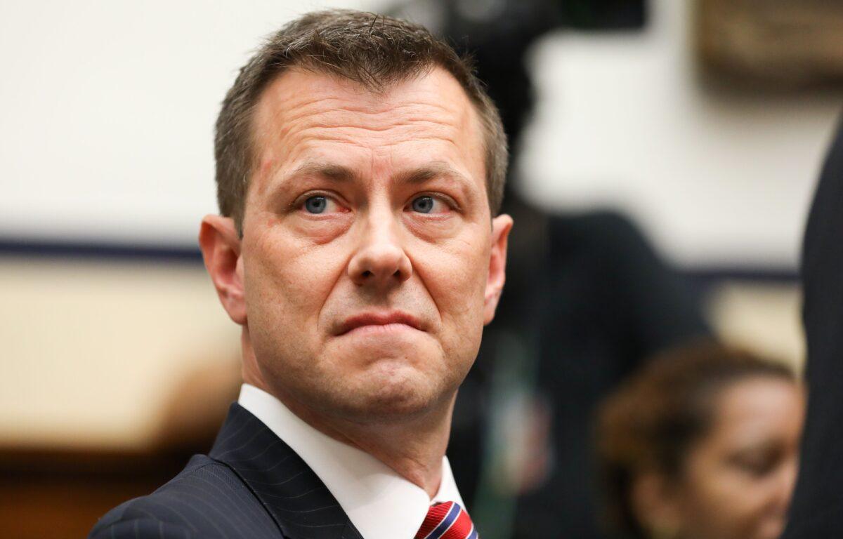 FBI Deputy Assistant Director Peter Strzok testifies at the Committee on the Judiciary and Committee on Oversight and Government Reform Joint Hearing on Oversight of FBI and DOJ Actions Surrounding the 2016 Election in Washington on July 12, 2018. (Samira Bouaou/The Epoch Times)
