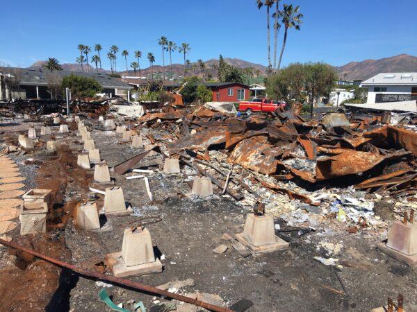 Burned trailers in the aftermath of the Woolsey wildfire. (Courtesy of Robert Kerbeck)