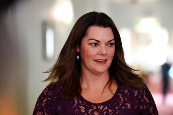 Senator Sarah Hanson-Young at Parliament House in Canberra, Australia on Nov. 25, 2019. (Tracey Nearmy/Getty Images)
