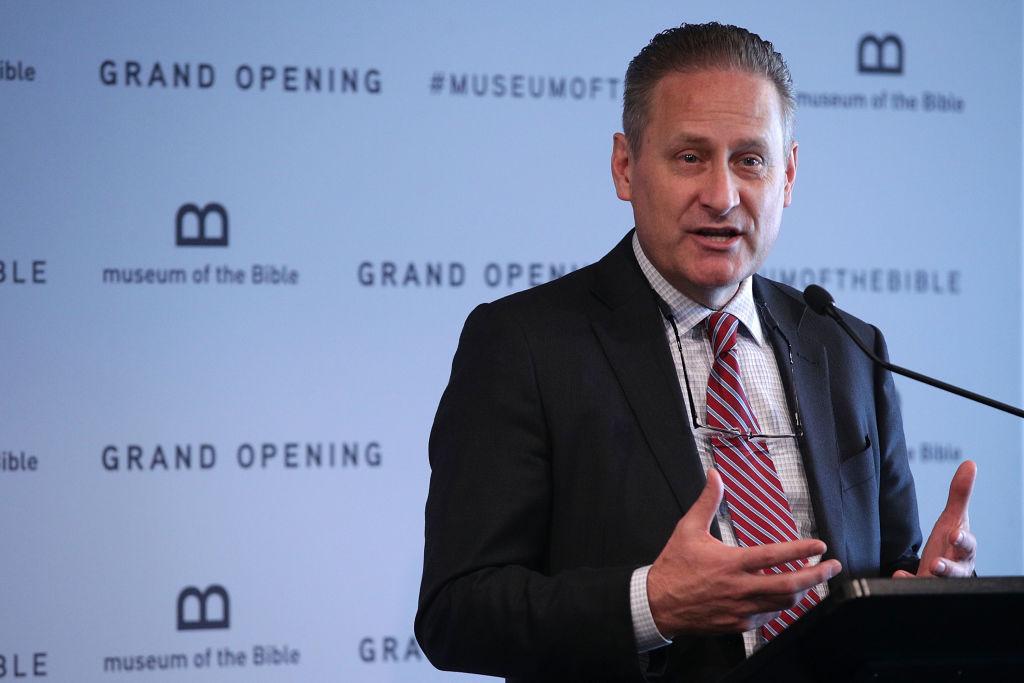 Green speaks during his faith-based venture the Museum of the Bible's grand opening in Washington, D.C., on Nov. 15, 2017. (©Getty Images | <a href="https://www.gettyimages.com/detail/news-photo/president-of-hobby-lobby-and-chairman-of-the-board-of-the-news-photo/874655060?adppopup=true">Alex Wong</a>)
