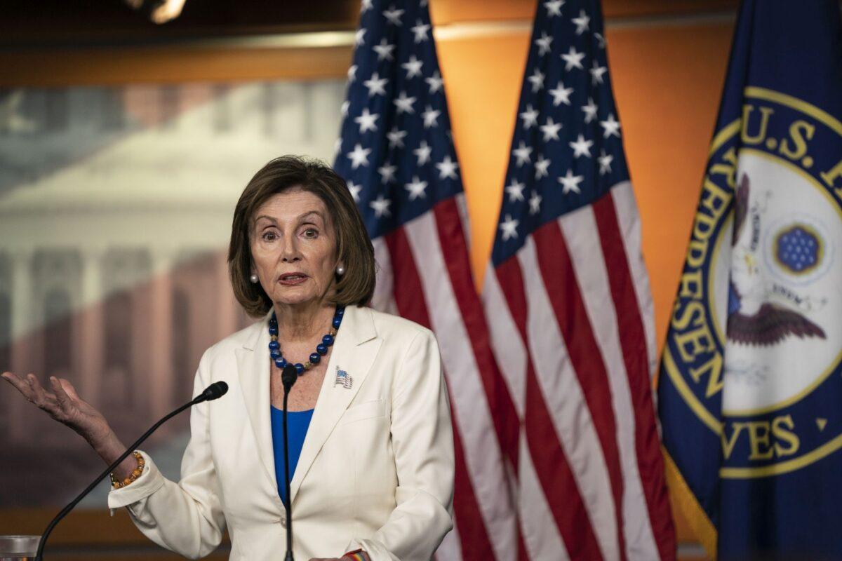 House Speaker Nancy Pelosi (D-Calif.) speaks to the media during her weekly press conference at the U.S. Capitol in Washington on Nov. 21, 2019. (Alex Edelman/Getty Images)