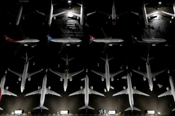 Aerial photos showing Boeing 737 Max airplanes parked at Boeing Field in Seattle, Washington, on Oct. 20, 2019. (Gary He/Reuters)