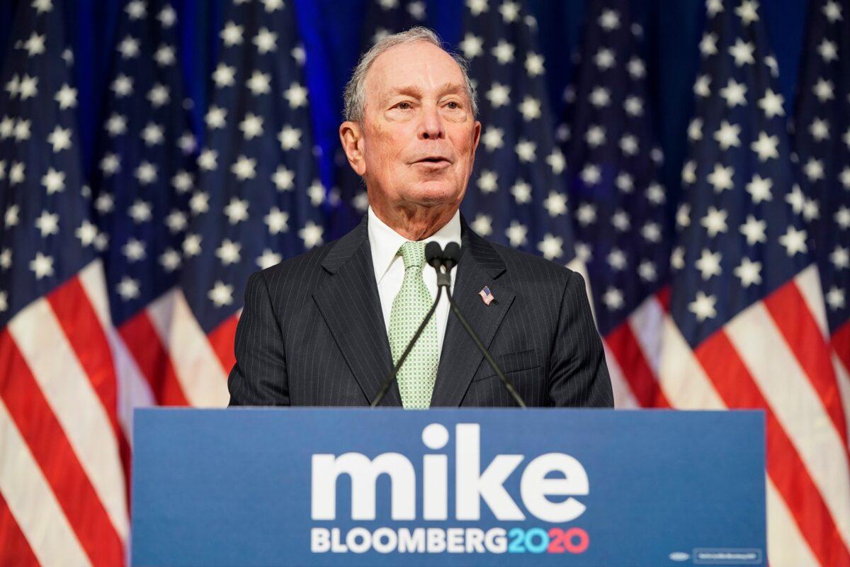 Democratic presidential candidate Michael Bloomberg addresses a news conference after launching his presidential bid in Norfolk, Virginia on Nov. 25, 2019. (Joshua Roberts/Reuters)