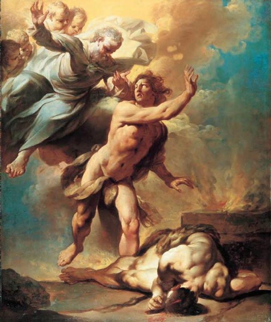 After God rejects Cain’s offering, God warns Cain against unrighteousness; Cain does not heed God. “Cain and Abel,” 1740, by Giovanni Domenico Ferretti. (Public Domain)
