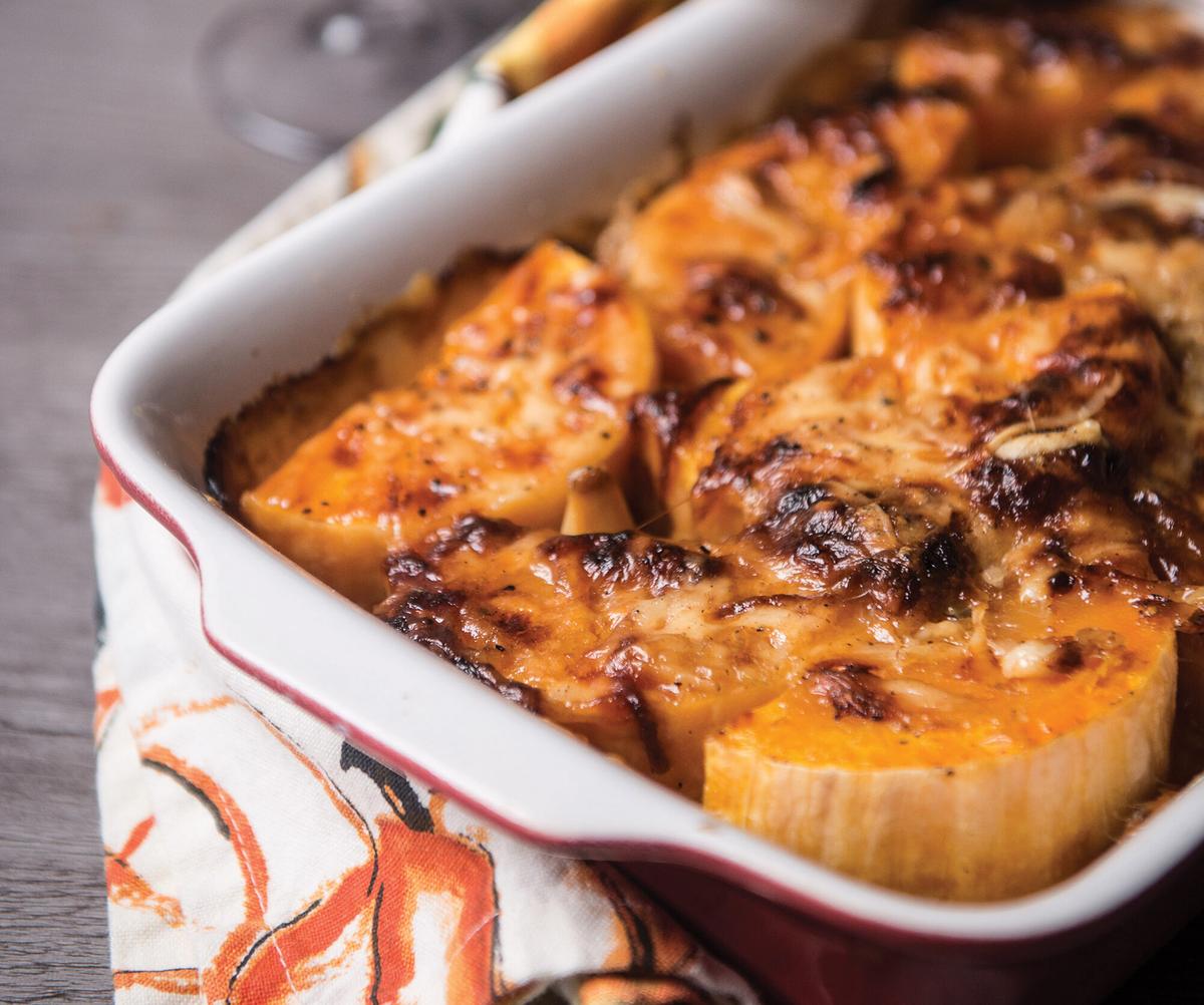 Butternut Squash and Roasted Garlic-Gruyère Gratin