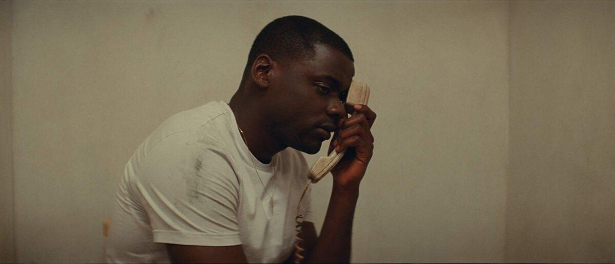Daniel Kaluuya as Slim, on the phone to his father, in "Queen & Slim." (Universal Pictures)