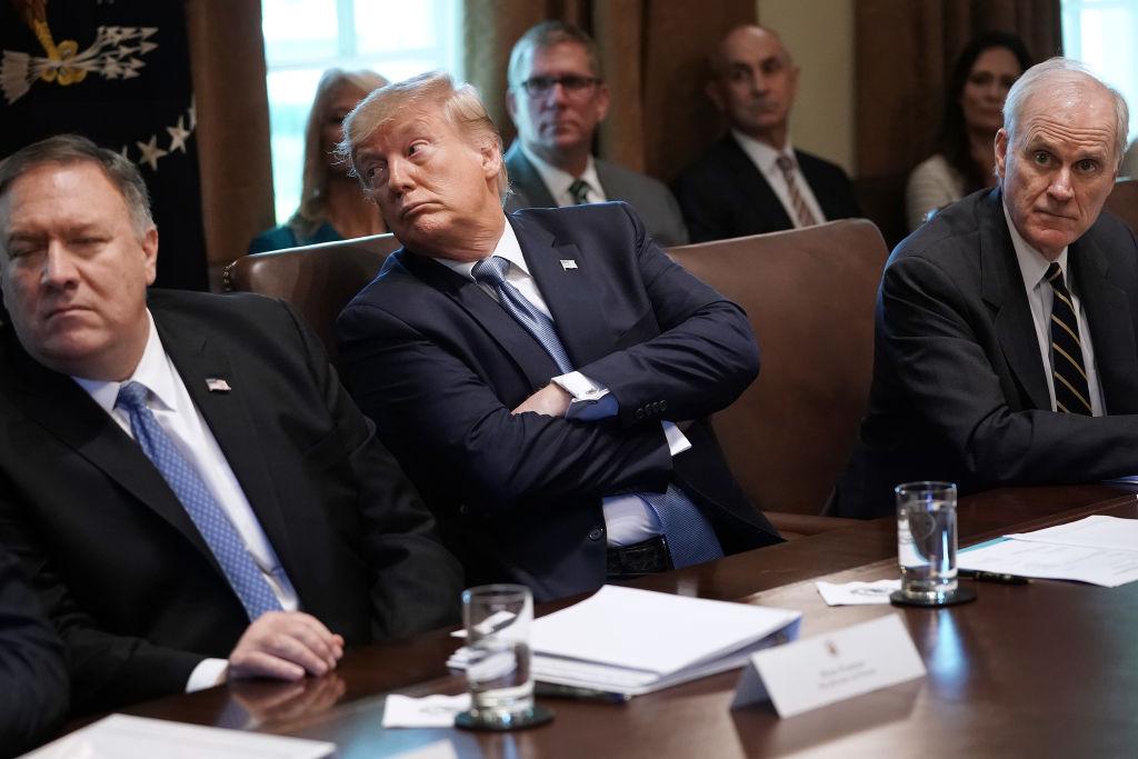 President Donald Trump listens to a presentation about prescription drugs during a cabinet meeting at the White House in Washington on July 16, 2019.  (Chip Somodevilla/Getty Images)