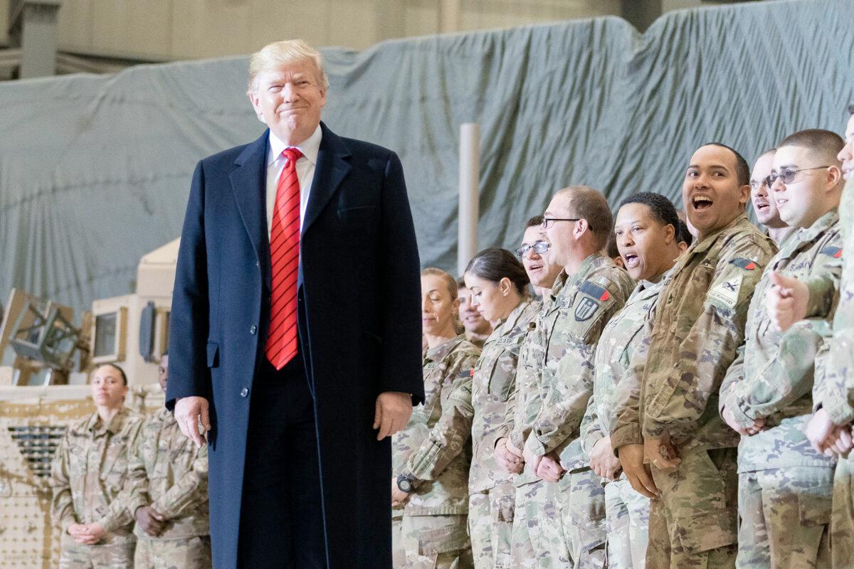 President Trump greets United States service members deployed to Bagram Airfield in Afghanistan Thursday, Nov. 28, 2019, during a surprise Thanksgiving visit. (Official White House Photo by Shealah Craighead)
