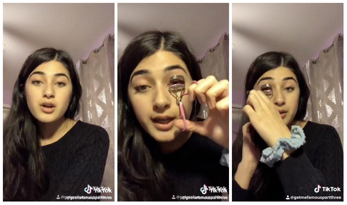 U.S. teen Feroza Aziz informs viewers about the Chinese Communist Party's detention of at least 1 million Uyghurs in Xinjiang, China, in a video on TikTok, which was later censored. (Photo courtesy of <a href="https://twitter.com/x_feroza">Feroza Aziz</a>)