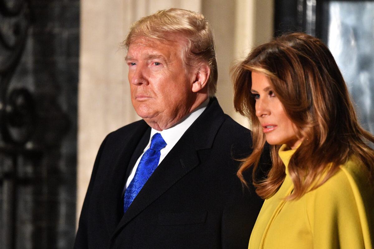 President Donald Trump and First Lady Melania Trump arrive at number 10 Downing Street in London for a reception on Dec. 3, 2019. (Leon Neal/Getty Images)