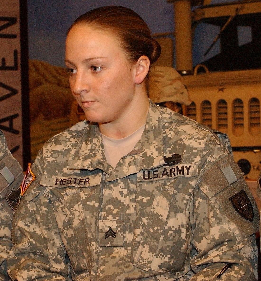 (<a href="https://en.wikipedia.org/wiki/File:Leigh_Ann_Hester_on_February_3,_2007_(cropped).jpg">Sergeant Gina Vaile, United States Army</a>/Wikipedia)