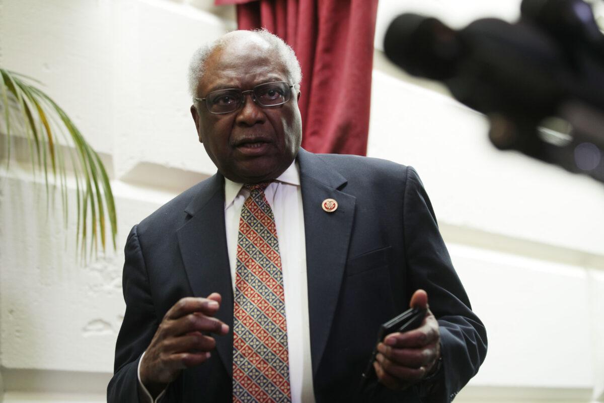 House Majority Whip Rep. James Clyburn (D-S.C.) leaves a House Democrat meeting in Washington on May 22, 2019. (Alex Wong/Getty Images)