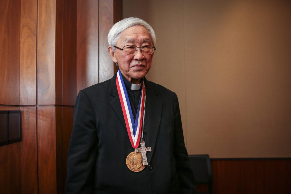 Cardinal Joseph Zen, recipient of the Truman-Reagan Medal of Freedom during the Victims of Communism Memorial Foundation's ceremony in his honor, at the Rayburn House Office Building on Capitol Hill in Washington on Jan. 28, 2019. (Samira Bouaou/The Epoch Times)