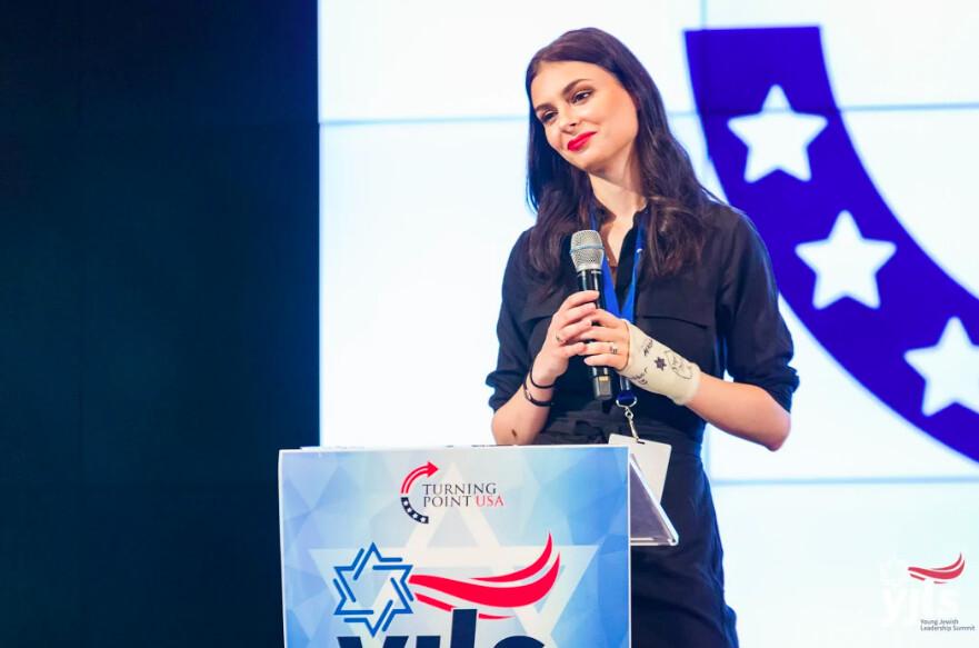 Pipko speaks at Turning Point USA's Young Jewish Leadership Summit in June 2019. (Jonathan Williams/Turning Point USA)