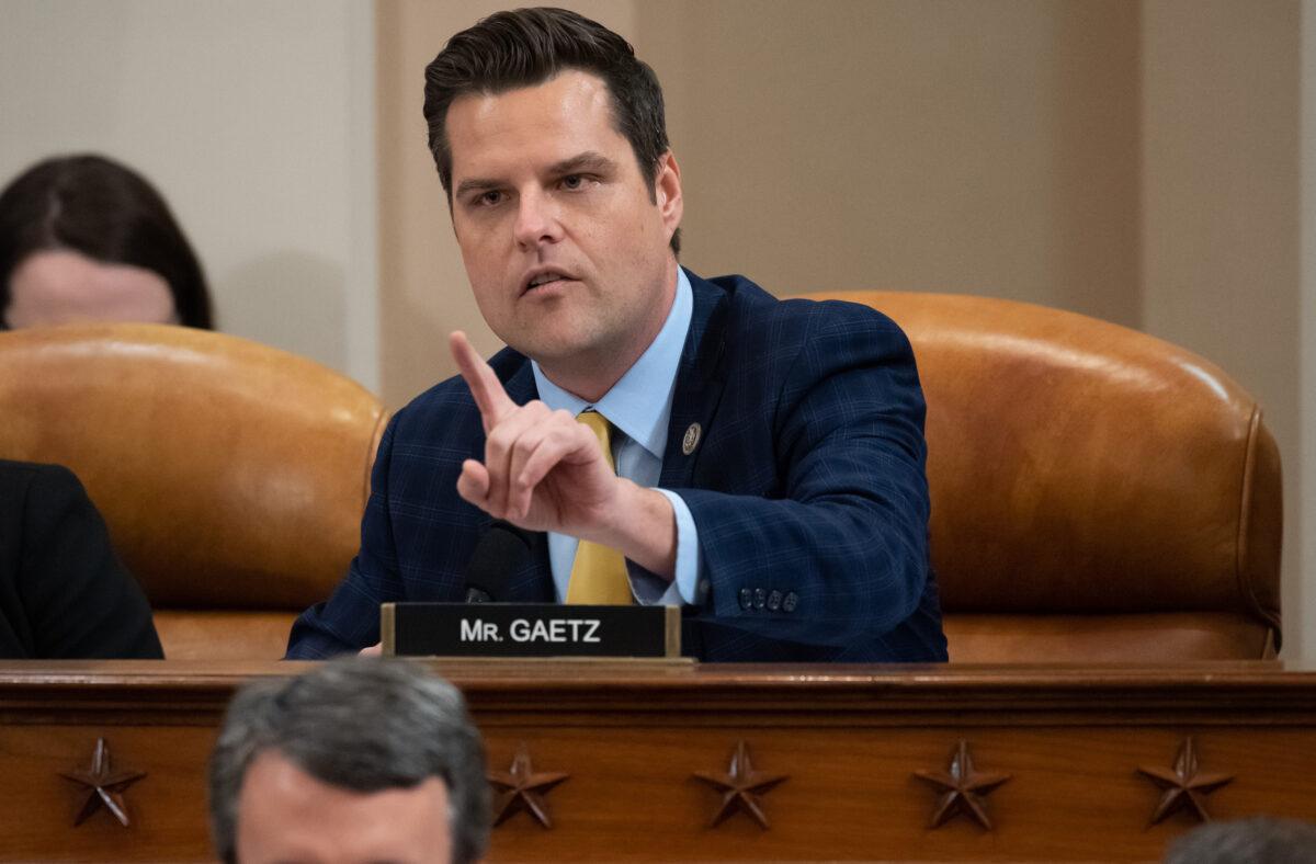 Rep. Matt Gaetz (R-Fla.) questions witnesses at a House Judiciary Committee hearing on the impeachment inquiry against President Donald Trump in Washington on Dec. 4, 2019. (Saul Loeb/Pool/AFP via Getty Images)
