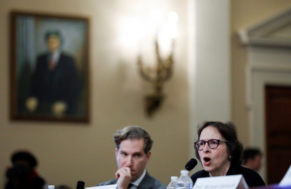 Pamela Karlan testifies as fellow witness Noah Feldman listens at the start of a House Judiciary Committee hearing on the impeachment inquiry into President Donald Trump on Capitol Hill in Washington on Dec. 4, 2019. (Mike Segar/Reuters)