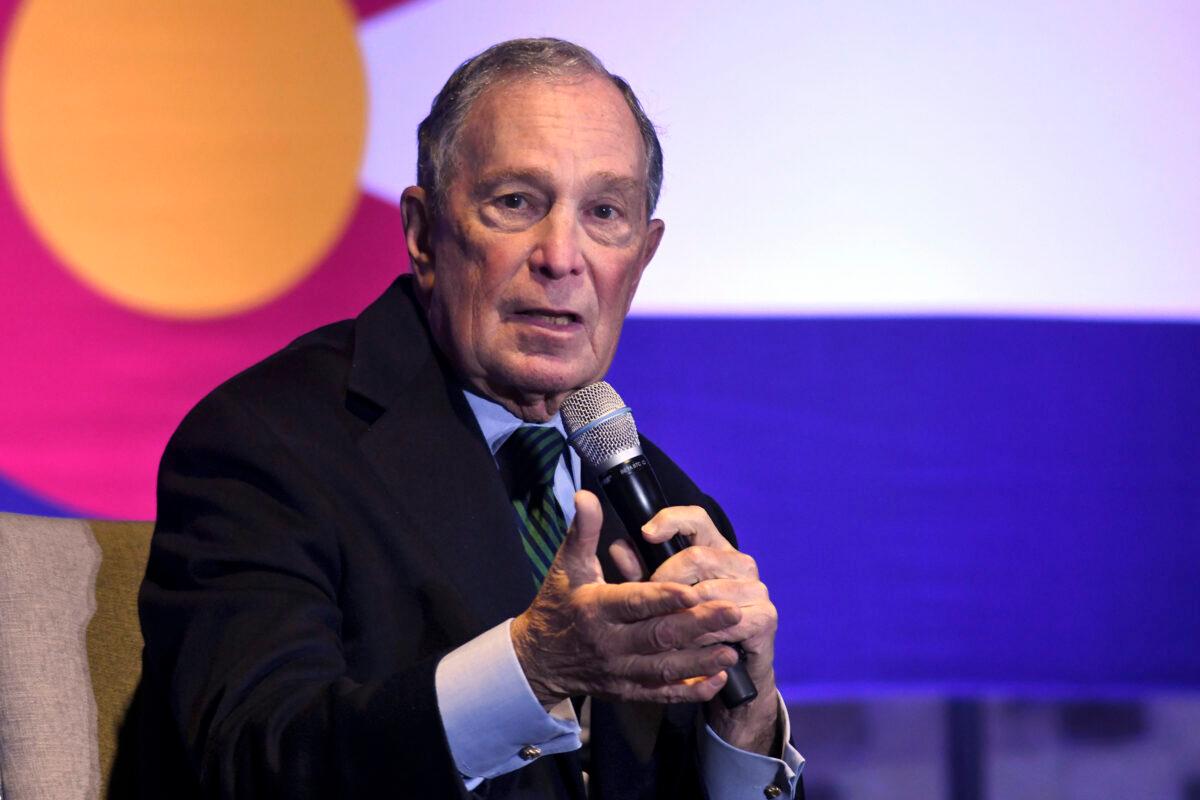 Democratic presidential candidate Michael Bloomberg speaks to gun control advocates and victims of gun violence in Aurora, Colo., on Dec. 5, 2019. (Thomas Peipert/AP Photo)