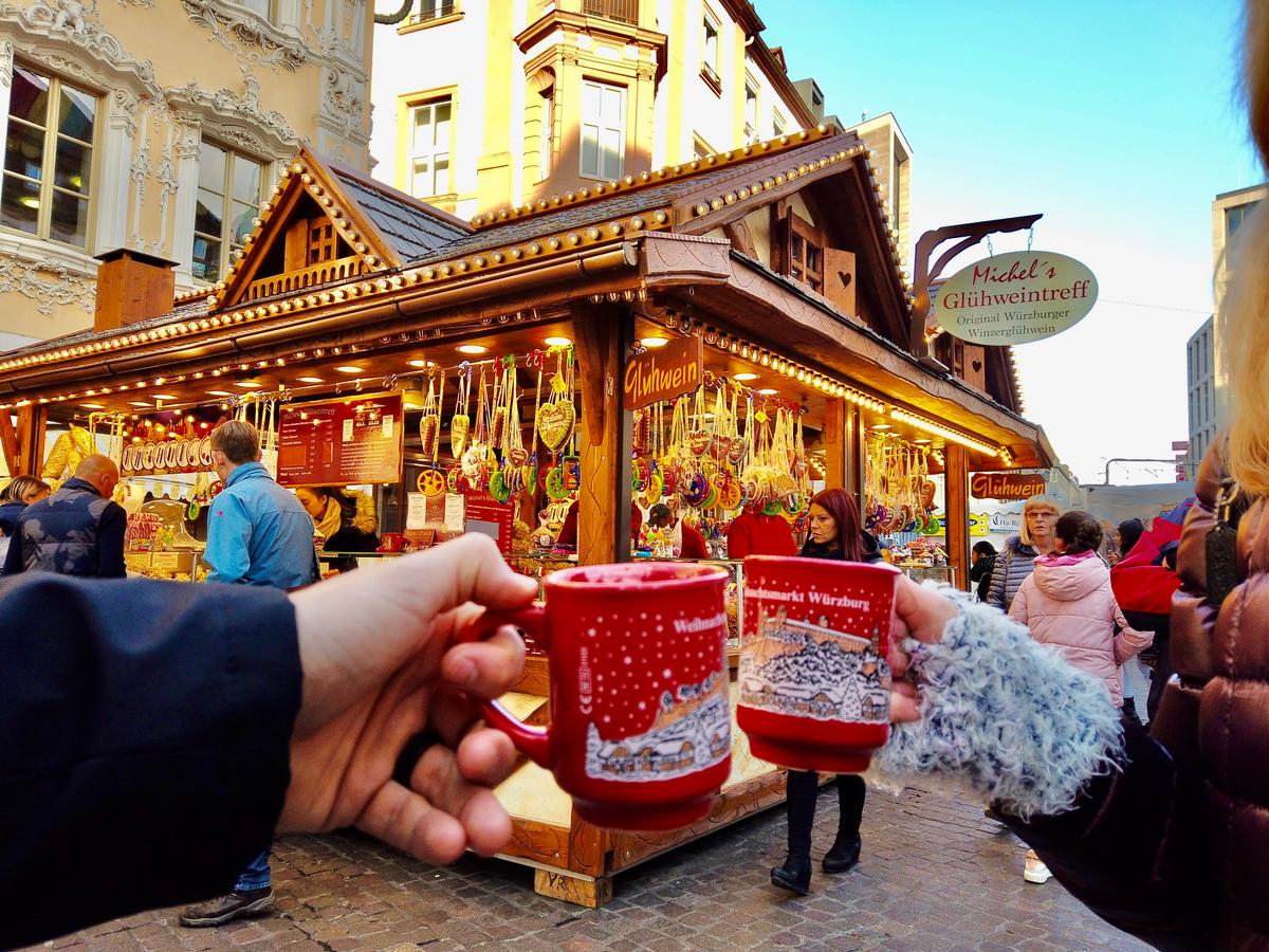 Toasting with glühwein, a mulled red wine. (Janna Graber)