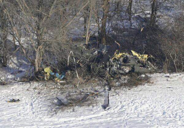 The crash site of a Minnesota National Guard Blackhawk helicopter, near Kimball, Minn., on Dec. 6, 2019. (Brian Peterson/Star Tribune via AP)