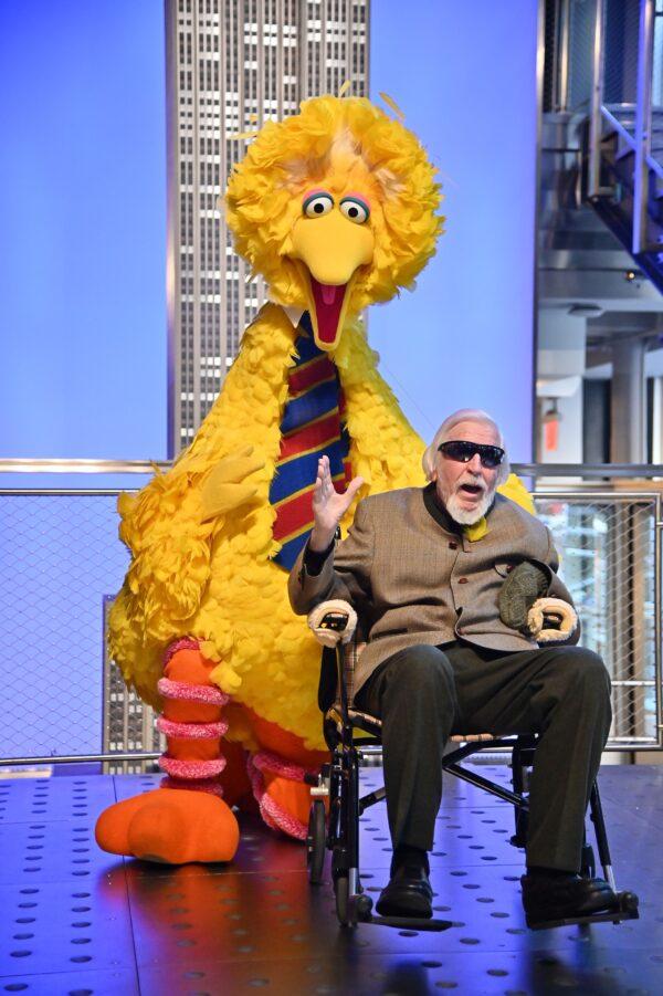 Sesame Street's Big Bird And Puppeteer Caroll Spinney Light The Empire State Building at The Empire State Building in New York City on Nov. 08, 2019. (Photo by Theo Wargo/Getty Images)