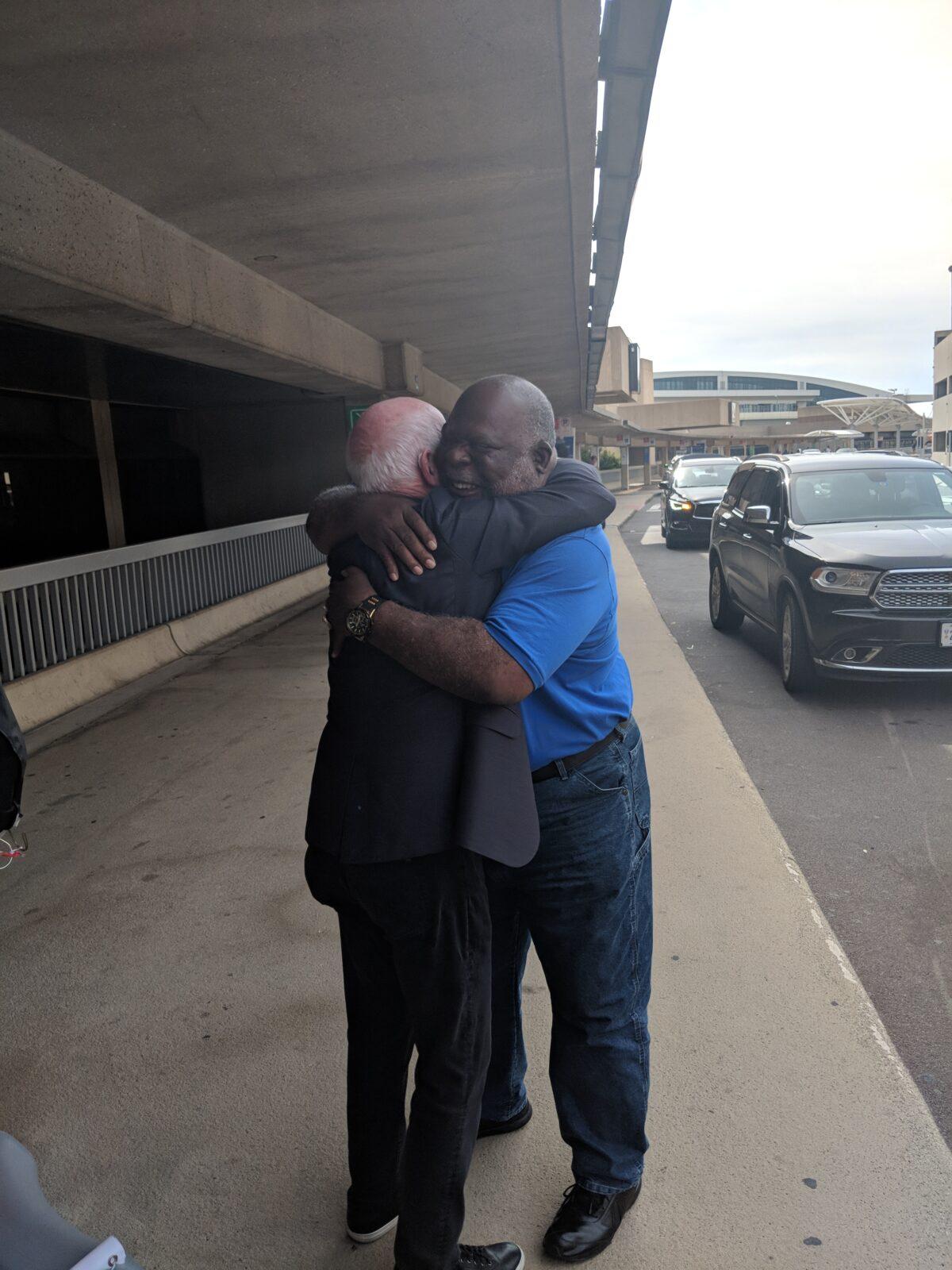 Ed Boran and Willis Turner meeting in Dallas, 51 years after serving together in Vietnam. (Courtesy of Ed Boran)