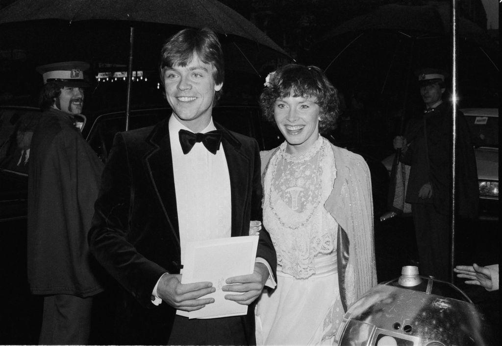 Hamill and York attend the royal premiere of "The Empire Strikes Back" at the Odeon Leicester Square in London, England, on May 20, 1980. (©Getty Images | <a href="https://www.gettyimages.com/detail/news-photo/american-actor-mark-hamill-and-his-wife-marilou-york-attend-news-photo/1190421235?adppopup=true">Keystone</a>)