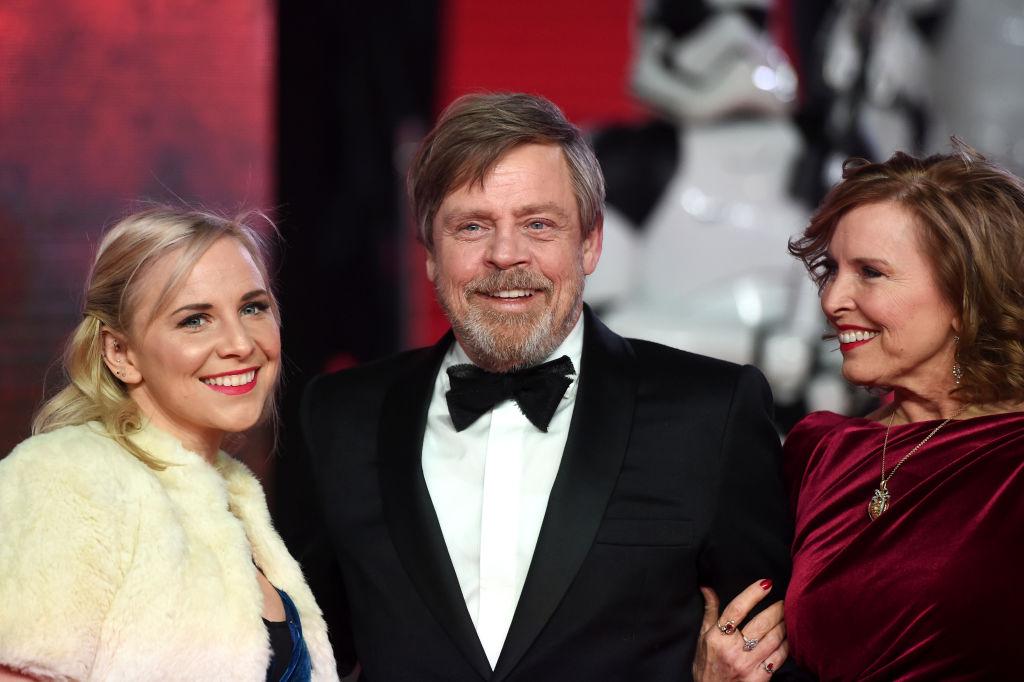 Hamill, York, and Chelsea attend the European premiere of "Star Wars: The Last Jedi" at the Royal Albert Hall in London, England, on Dec. 12, 2017 (©Getty Images | <a href="https://www.gettyimages.com/detail/news-photo/actor-mark-hamill-his-wife-marilou-york-and-daughter-news-photo/891016348?adppopup=true">Stuart C. Wilson</a>)
